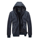 Oberbekleidung für Herren, Slim-Fit, weinrot, Schaffell-Lederjacke mit Kapuze